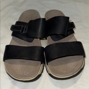 Bionica Nisha BI0020001 Womens Black Leather Strap Slides Sandals Shoes 8 M